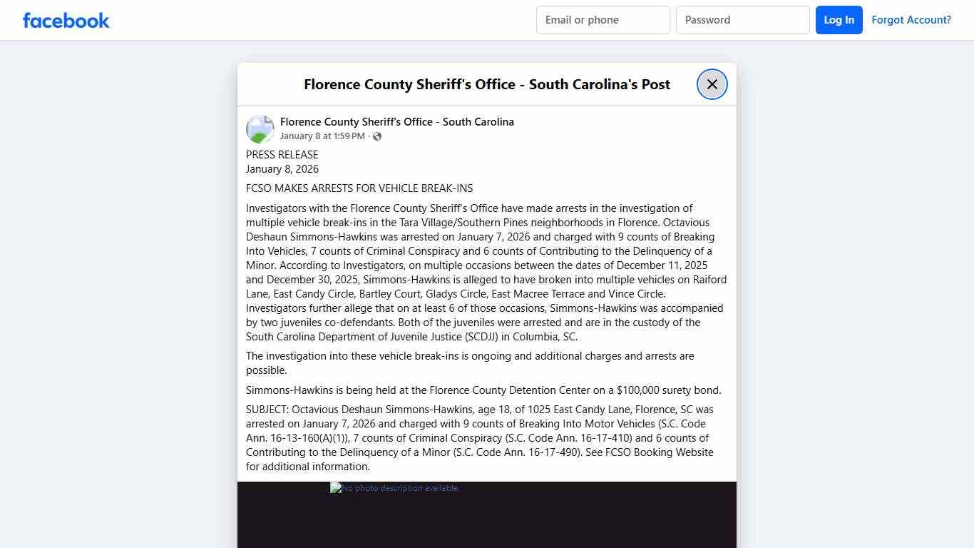 PRESS... - Florence County Sheriff's Office - South Carolina Facebook